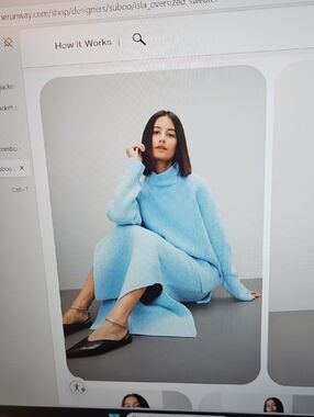 Classic Light Blue Knit Skirt & Sweater  Set